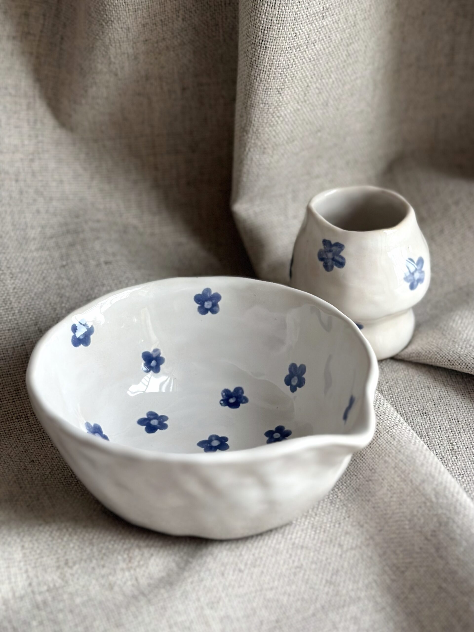 Ceramiczny zestaw do matchy miska+stojak HANDMADE - obrazek 1