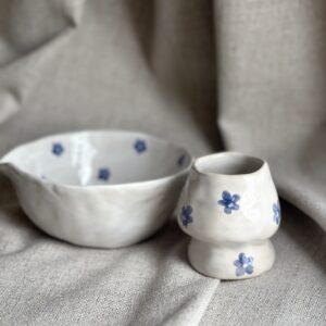 Ceramiczny zestaw do matchy miska+stojak HANDMADE - obrazek 3