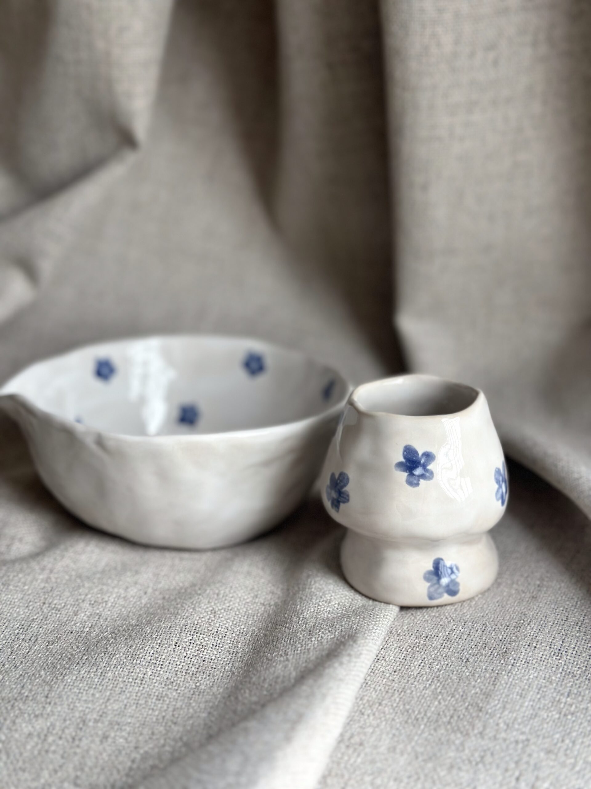 Ceramiczny zestaw do matchy miska+stojak HANDMADE - obrazek 3