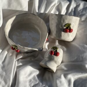Zestaw ceramiczny do matchy w wisienki