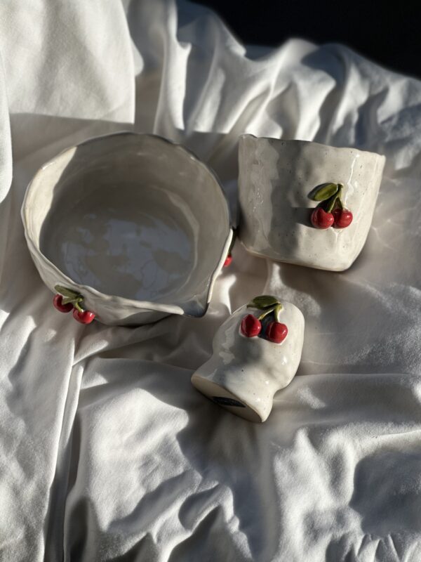Zestaw ceramiczny do matchy w wisienki