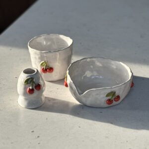 Zestaw ceramiczny do matchy w wisienki - obrazek 3