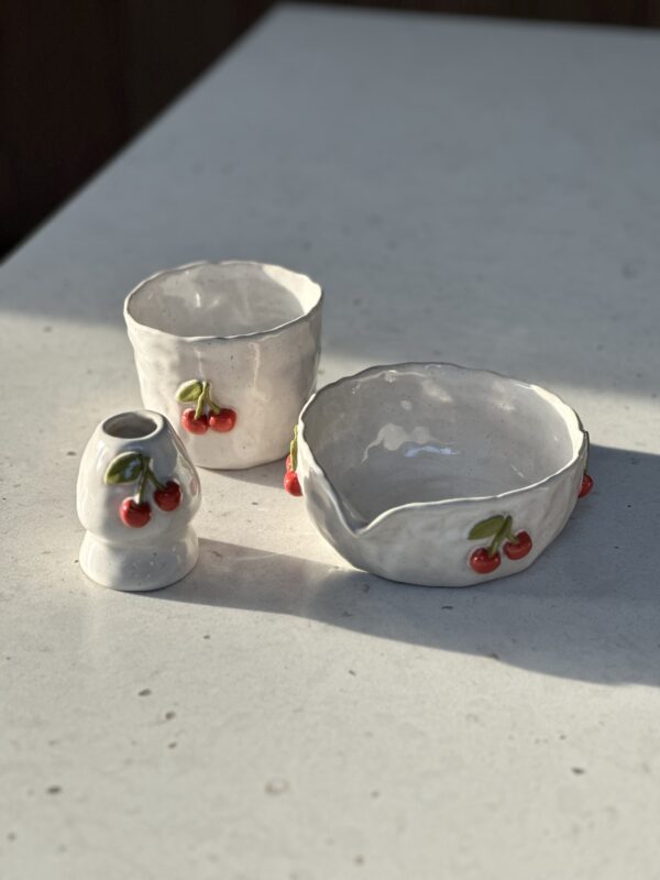 Zestaw ceramiczny do matchy w wisienki